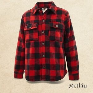 Copper Denim Kids Sherpa Lined Red Buffalo Plaid Shacket Cozy Cabincore Size 7